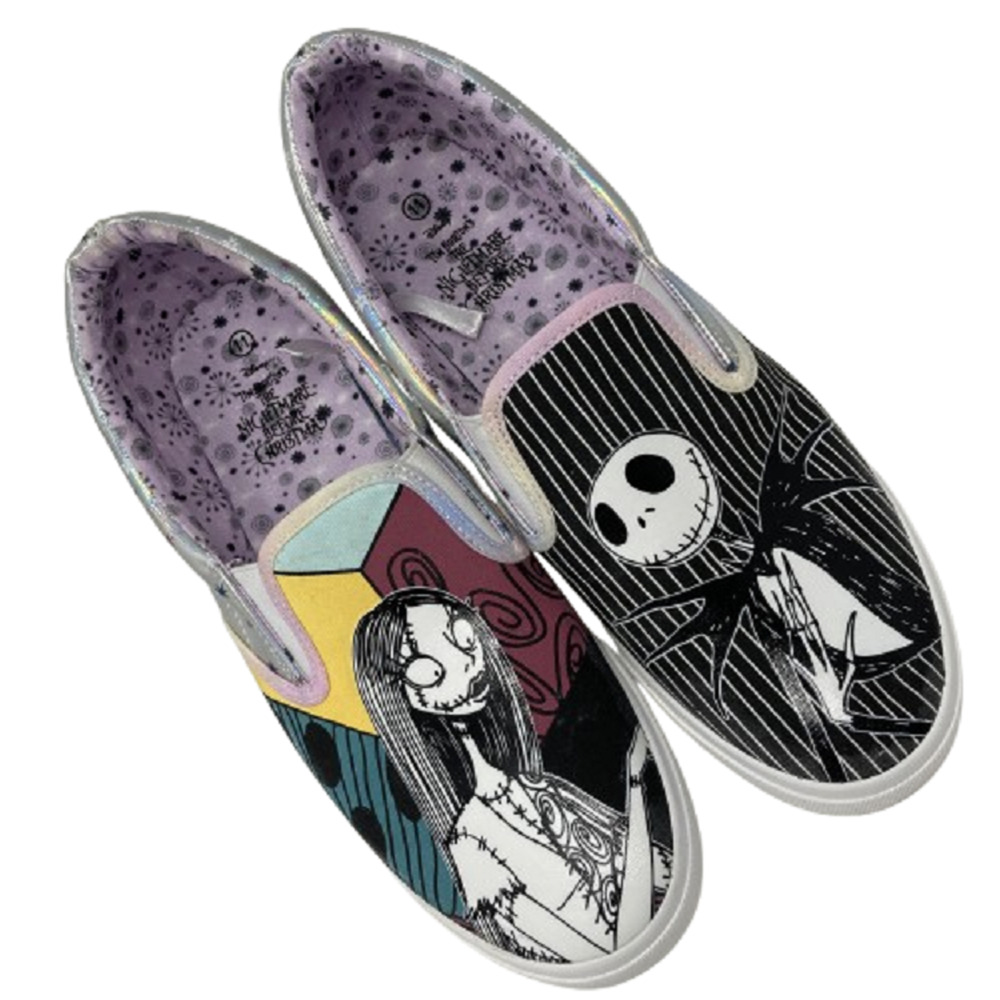 Disney Nightmare Before Christmas Jack & Sally Shoes Size 11 Slip-On Ground Up